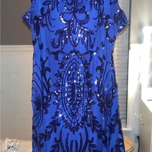 Elegant Blue Sequin Dress